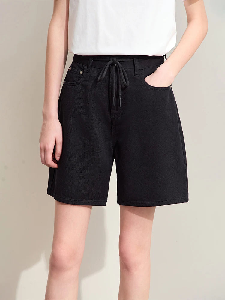 Amii Minimalism Women Denim Shorts