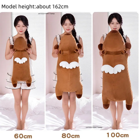 Giant Capybara Plush Toy – Stuffed with Angel Wings & Heart Cheeks, Hug Pillow for Napping & Décor