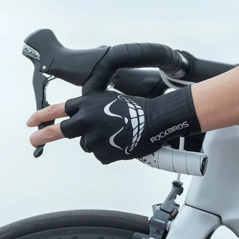 ROCKBROS Zomer Fietshandschoenen met Halve Vingers - Schokbestendige, Antislip, Ademende Vingerloze Fiets Handschoenen