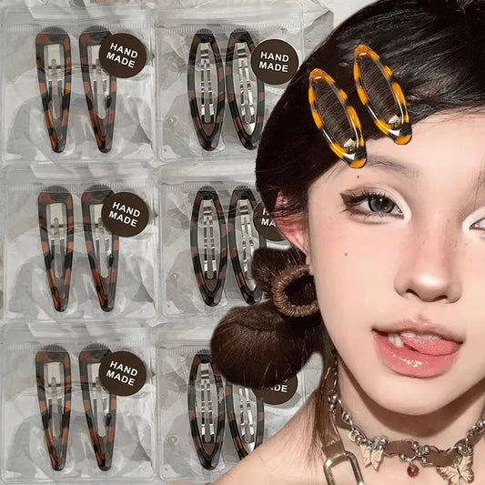 Schattige haarspeldjes met luipaardprint - Vintage Koreaanse stijl BB-clips voor Y2K-meisjes 