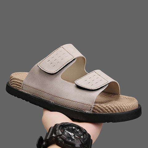 Men's Casual Leather Slippers - Quick Dry Summer Sandals
