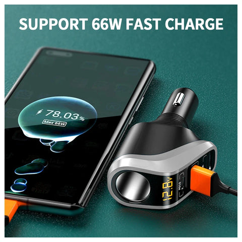 66W Quick Charge Car Charger with QC3.0/PD Ports