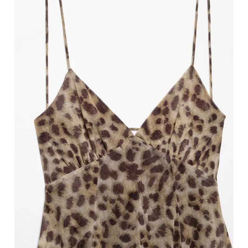 MUJER Leopard Print Tulle Dress