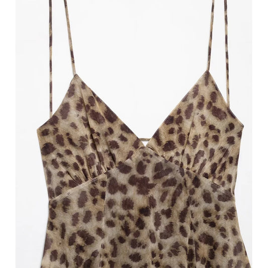 MUJER Leopard Print Tulle Dress