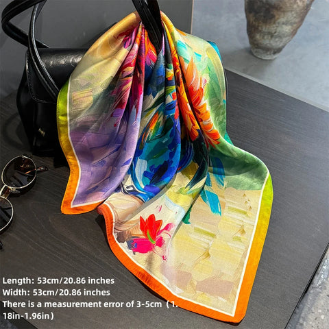 2025 100% Real Silk Scarf - 53cm Square Women's Bandelet