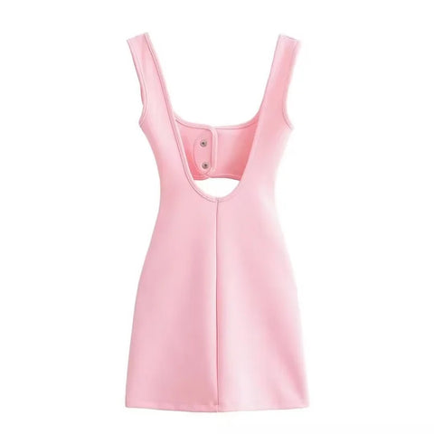 MUJER 2025 Roze Slip Mini Jurk voor Dames 