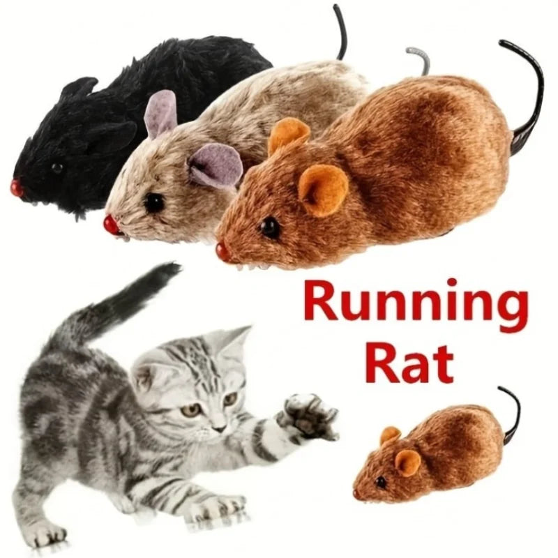 Interactive Plush Cat Toy - Clockwork Simulation Mice for Indoor Cats