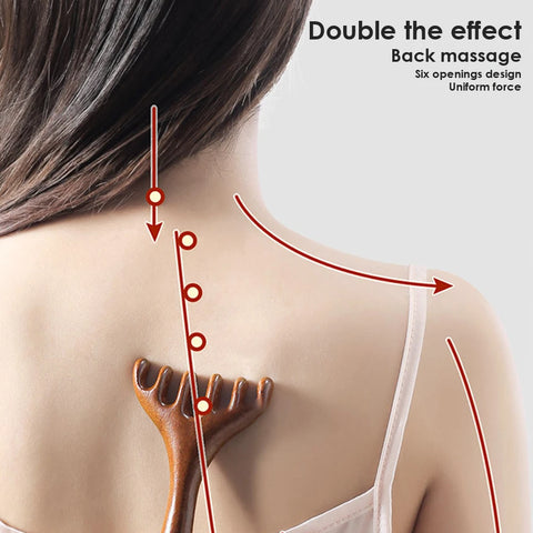 Wooden Meridian Massage Comb - 6-Claw Head Massager for Blood Circulation & Relaxation