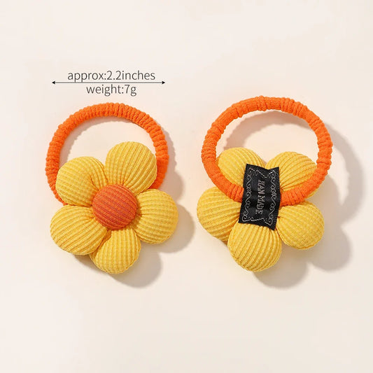 2 stuks elastische haarbanden met bloemenstrik voor meisjes en kinderen - schattige cartoon haaraccessoires