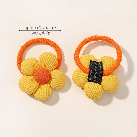 2 stuks elastische haarbanden met bloemenstrik voor meisjes en kinderen - schattige cartoon haaraccessoires
