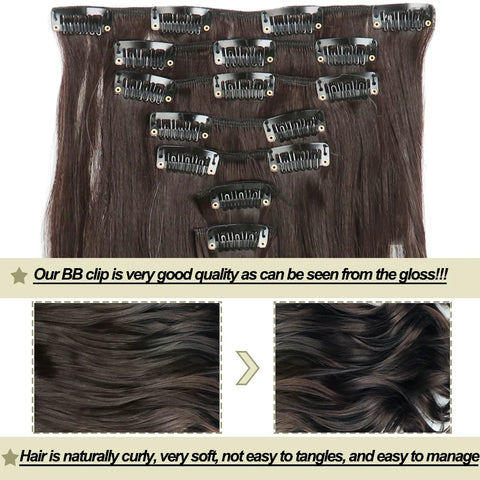 22-Inch Long Straight Wavy Hair Extensions Set
