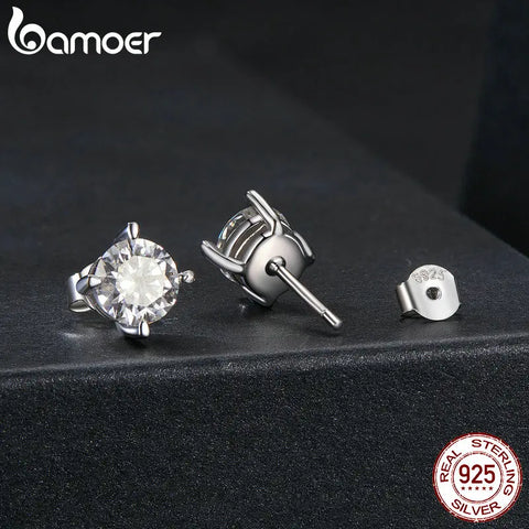 BAMOER vergoldete Moissanit-Ohrstecker