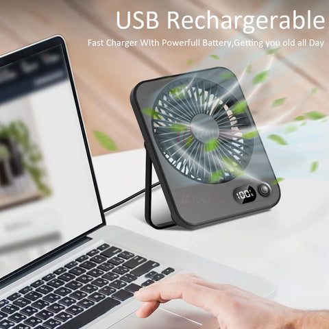 Draagbare mini USB oplaadbare bureauventilator met 5 snelheidsinstellingen 