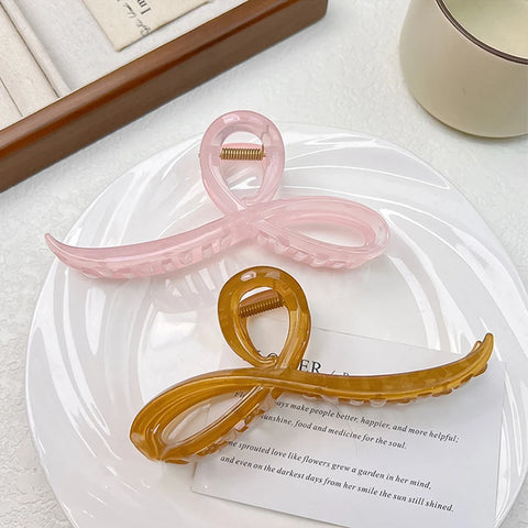 Elegant Jelly Color Bow Hair Claw - Stylish Hair Accessory for Women and Girls