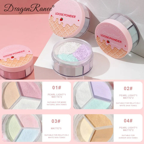3-Color Matte Face Loose Powder - Waterproof Oil Control Makeup Powder