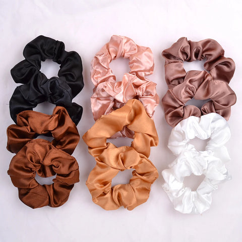 3,9 inch zijden scrunchie voor dames - handgemaakte veelkleurige haarband paardenstaarthouder 