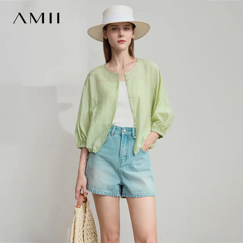 AMII Office Lady Summer New Shirts for Women