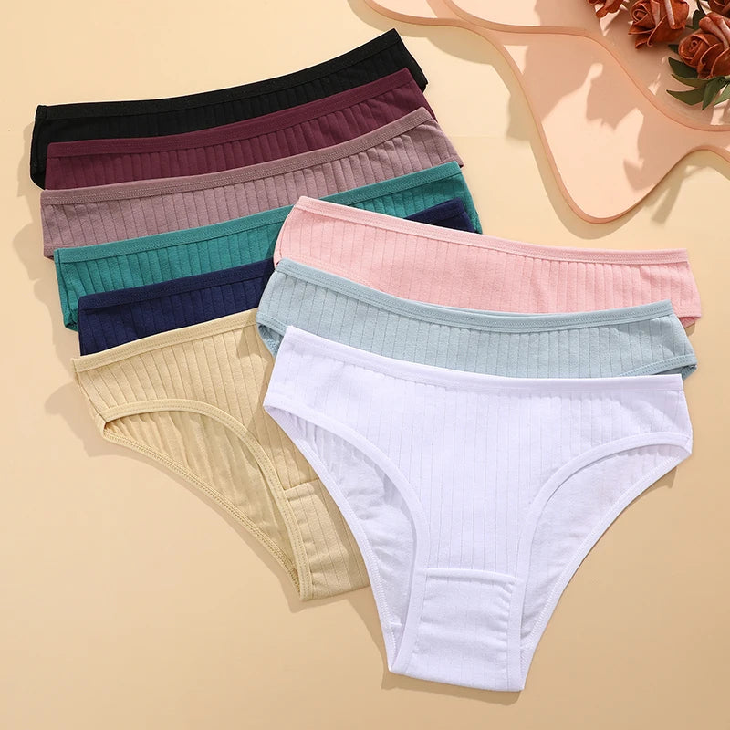 FINETOO Women's Cotton Striped Underwear - 4Pcs