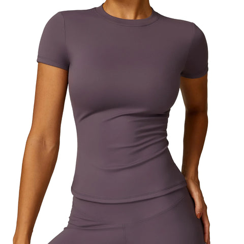 NCLAGEN Women's Summer Short Sleeve Running Sports T-Shirt - Breathable and Stretchy Gym Yoga Top