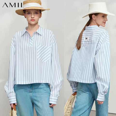 AMII Minimalist 100% Cotton Shirt for Women