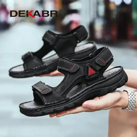 DEKABR Größe 48 Herren Sandalen aus echtem Leder 