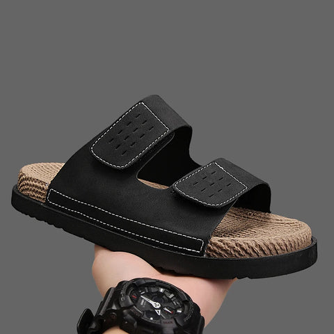 Men's Casual Leather Slippers - Quick Dry Summer Sandals