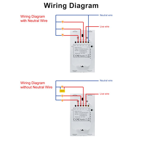 GIRIER Smart Wifi Touch Switch - No Neutral Wire Required