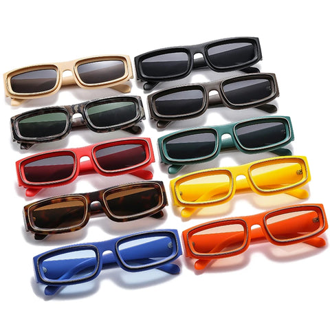 SHAUNA Fashion Rechthoekige Zonnebril – Vintage Geel &amp; Oranje UV400 Unisex Zonnebrillen
