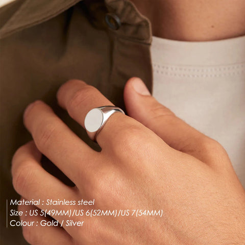 eManco Stainless Steel Punk Style Minimalist Round Ring - Gold Plated Women's Ring for Parties and Festivals
