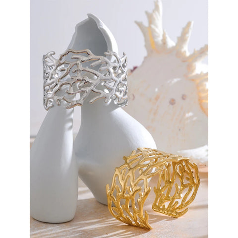 Yhpup Statement Stainless Steel Twig Geometric Hollow Wide Cuff Big Bracelet Bangle for Women - Waterproof Large Jewelry