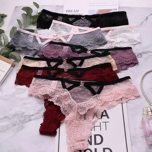 Strings Transparent Low-Waist String Panties - Hollow Out T-back Lingerie for Women