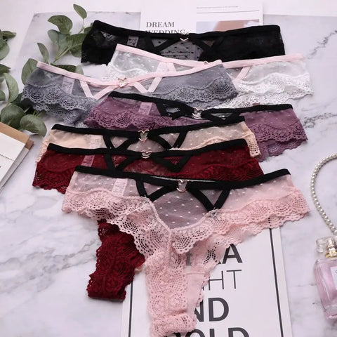 Strings Transparent Low-Waist String Panties - Hollow Out T-back Lingerie for Women
