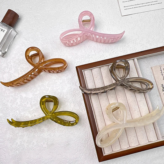 Elegant Jelly Color Bow Hair Claw - Stylish Hair Accessory for Women and Girls