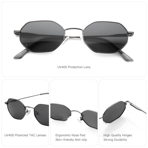 ZENOTTIC Retro Polygon gepolariseerde zonnebril - anti-reflecterende UV400 unisex zonnebril voor autorijden