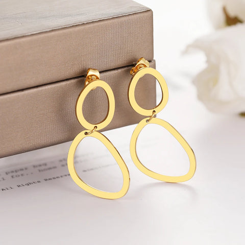 Trendy Stainless Steel Geometric Oval Earrings for Women - Perfect for Parties and Gifts