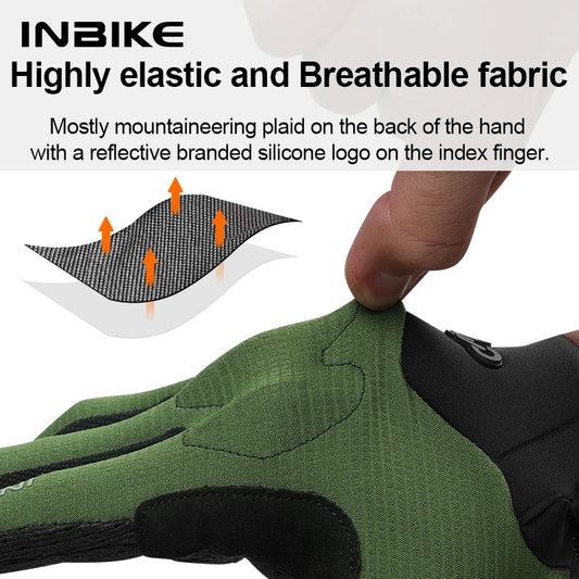 INBIKE MTB Cycling Gloves - High Elasticity Full Finger Touchscreen Bicycle Accessories