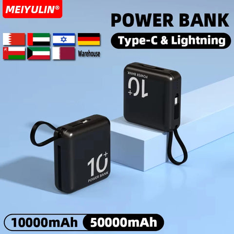 10000mAh Power Bank – Built-in USB-C Cable with Lanyard
