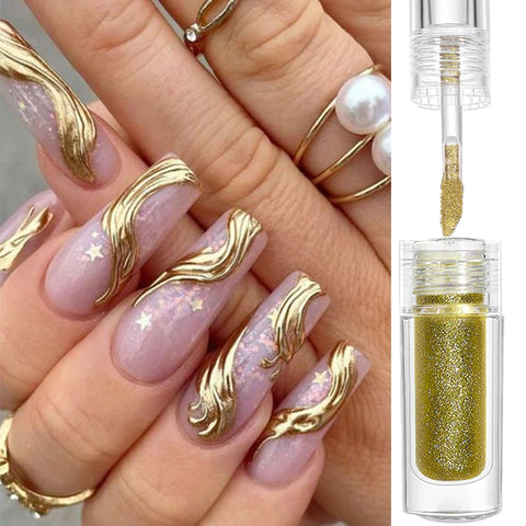 Super-Bright Metallic Nail Powder - Gold Silver Mirror Pigment