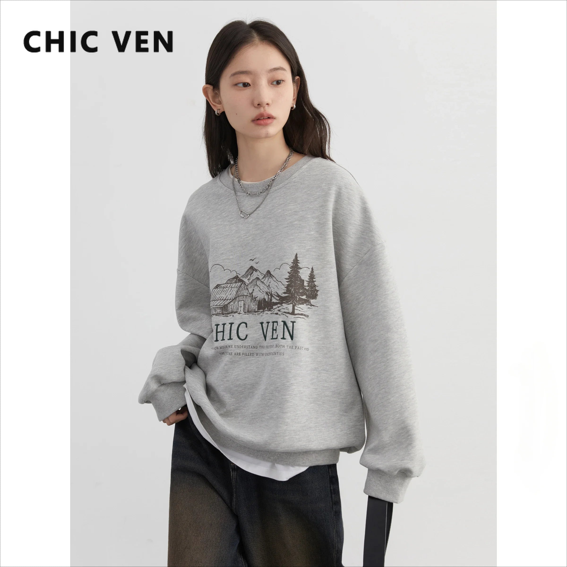 CHIC VEN Women Oversized Sweatshirt