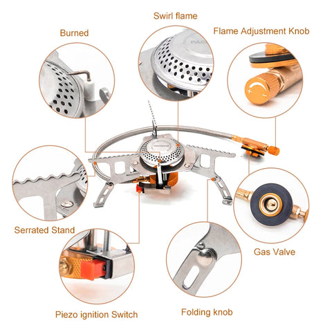 PACOONE Portable Camping Gas Stove - Ultralight Outdoor Cooker for Hiking and Picnics