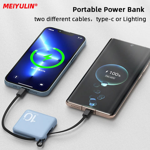 10000mAh Power Bank – Built-in USB-C Cable with Lanyard