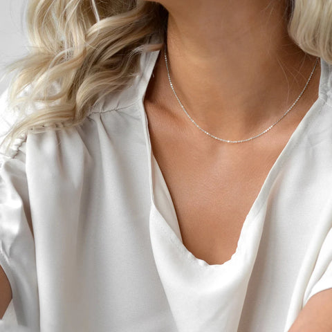 eManco Fine Chain Necklace - Stainless Steel Silver Color Plating for Women