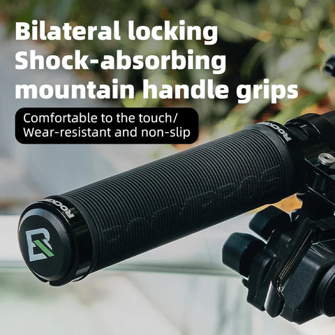 ROCKBROS Bicycle HandleBar Grips - Soft Rubber MTB Mountain Bike Grips with Dustproof Cover and Aluminum Alloy Lock Ring