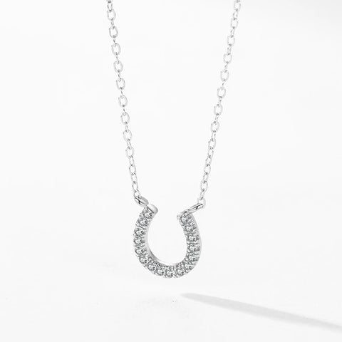 Ailmay Halskette mit U-förmigem Anhänger und AAAAA-CZ-Anhänger, 925 Sterlingsilber