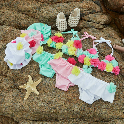 Tregren Baby Meisjes Strandbikini's met Zonnehoed