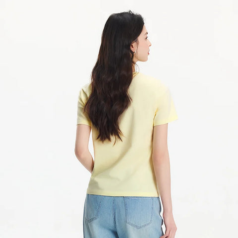 Semir Dames Basic Effen Kleur Slim-Fit T-shirt 