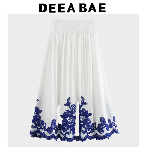 DEEABAE Blue Flower Porcelain Print Fashion Set