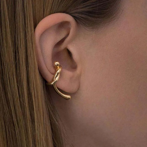 Gold Knotted Ear Clip - Fashion Jewelry for Women & Girls, No Piercing Needed