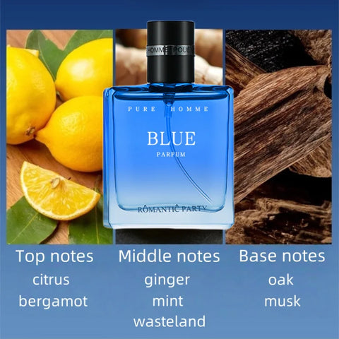 Man Perfumes Classic Pure BLUE Black EAU DE PARFUM with Pheromones - Azure Fragrance Body Spray for Men