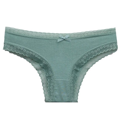 5 Pcs Women Cotton Lace Briefs - Sexy Low Waist Underwear M-XL